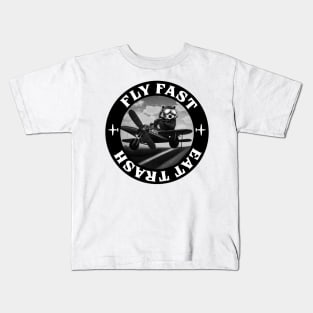 Fly fast eat trash raccoon Kids T-Shirt